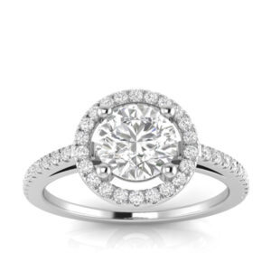 Royal Halo Ring For Round Brilliant Cut Diamonds 18k Gold / Platinum