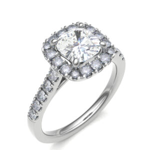 Royal Halo Ring For Cushion Cut Diamonds 18k Gold / Platinum