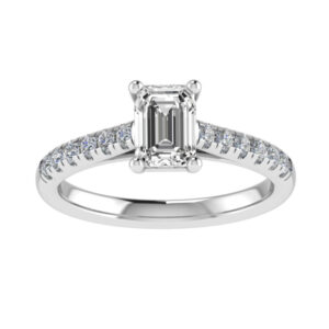 Classic Pave Ring for Emerald Cut Diamonds