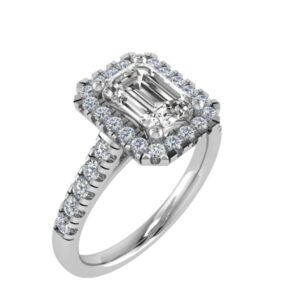 Royal Halo Ring For Emerald Cut Diamonds 18k Gold / Platinum