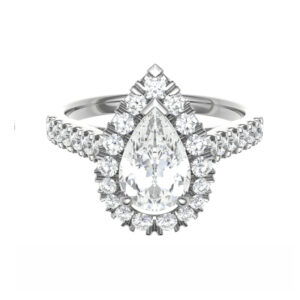 Royal Halo Ring For Pear-Shaped Diamonds 18k Gold / Platinum