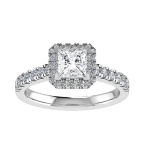 Royal Halo Ring For Princess Cut Diamonds 18k Gold / Platinum