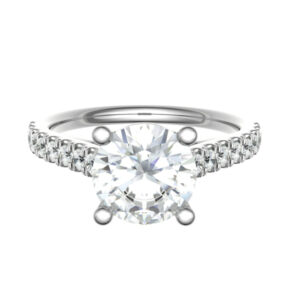 Classic Pave Ring For Round Brilliant Cut Diamonds 18k Gold / Platinum