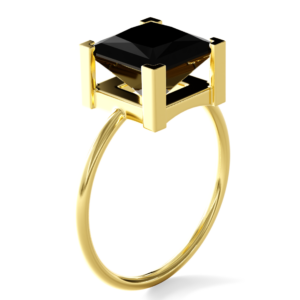 PRINCESS CUT BLACK DIAMOND RING <BR>3.20 Ct. Black Diamonds in 18K Gold