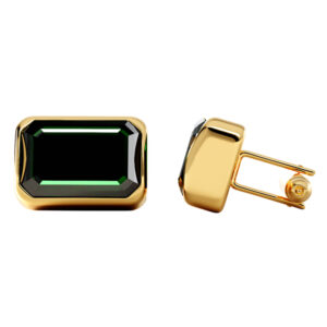 4.00 CT. PREMIUM VERDANT EMERALD CUFFLINKS<BR>in 18k Yellow Gold