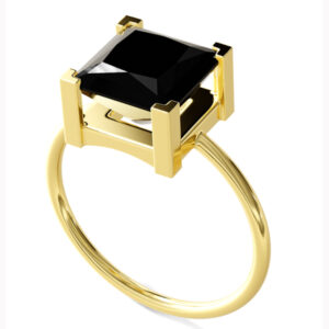 PRINCESS CUT BLACK DIAMOND RING <BR>3.20 Ct. Black Diamonds in 18K Gold