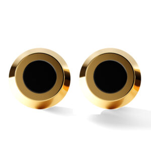 8.00 CT. TOP BLACK DIAMOND SPHERE CUFFLINKS<BR>in 18k Yellow Gold